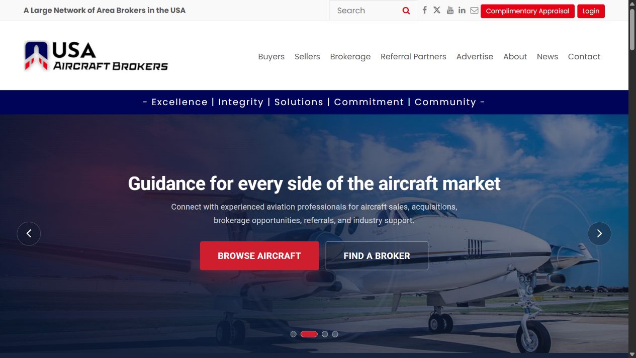 USA Aircraft Brokers public website